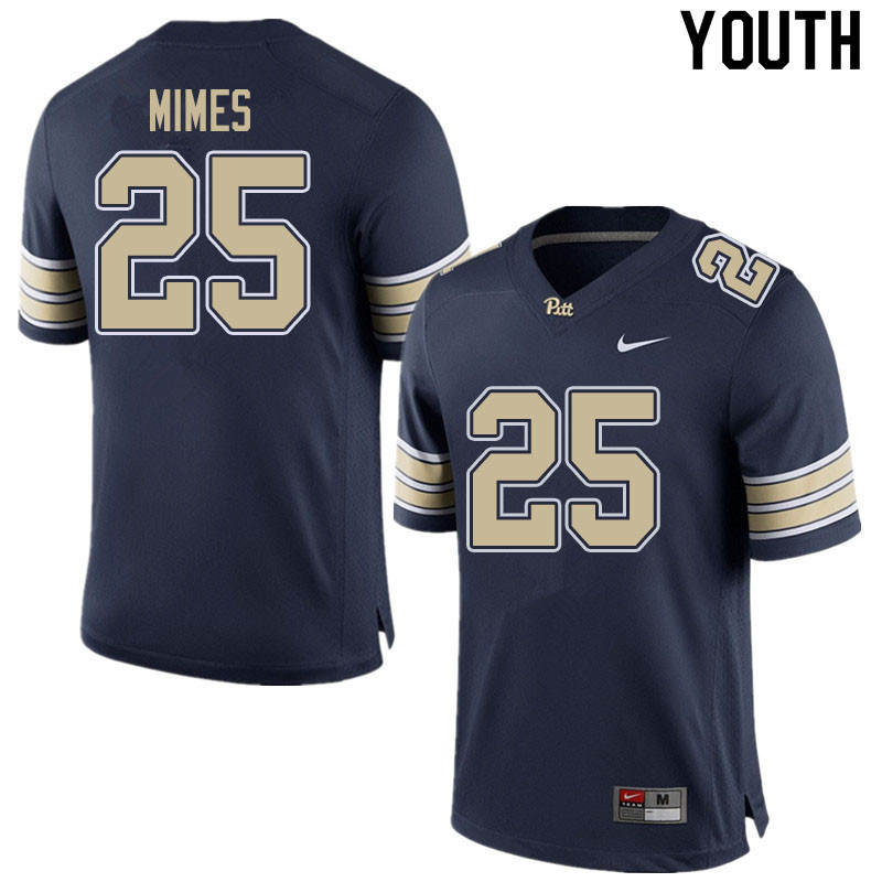 Youth #25 Kaymar Mimes Pitt Panthers College Football Jerseys Sale-Home Navy